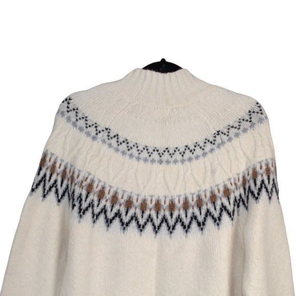 Artelier Nicole Miller Med Mock Neck Fair Isle Ribbed Knit Sweater Pullo… - Picture 7 of 11